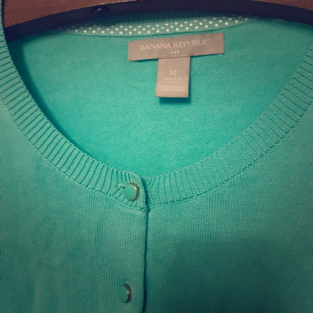Mint cardigan with pretty buttons!